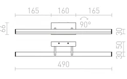 Badrum|Badrumslampor Vägg<Rendl Sway Vägglampa Krom 49cm LED 12W IP44 3000K