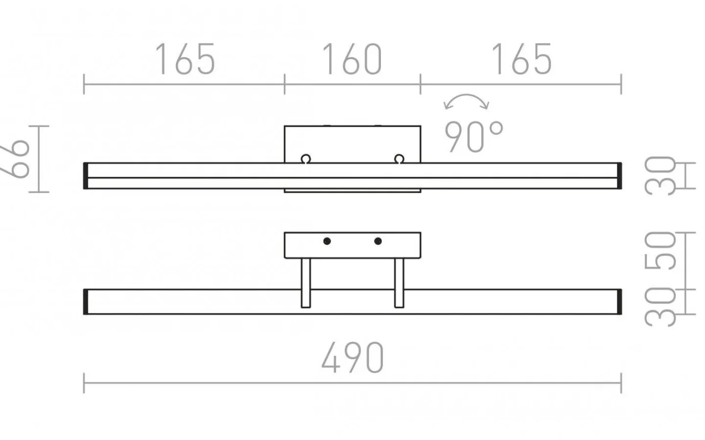 Badrum|Badrumslampor Vägg<Rendl Sway Vägglampa Krom 49cm LED 12W IP44 3000K