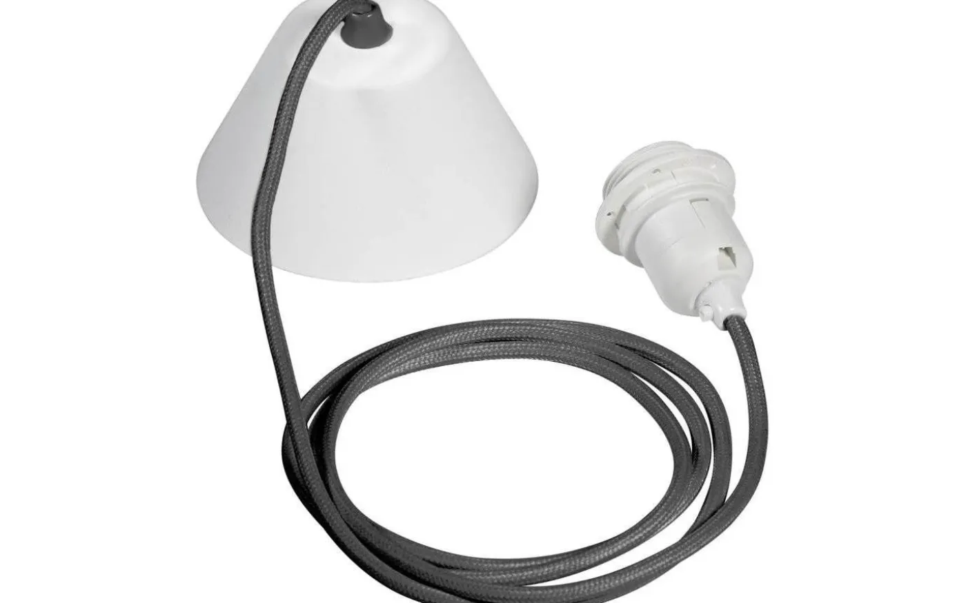 Takupphänge E27 med textilsladd 2,1m Grå