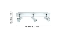 Eglo Tamara Takspotlight 46cm GU10 LED 3000K 3x3W Vit IP44* Badrumslampor Tak|Avlånga Takspotlights
