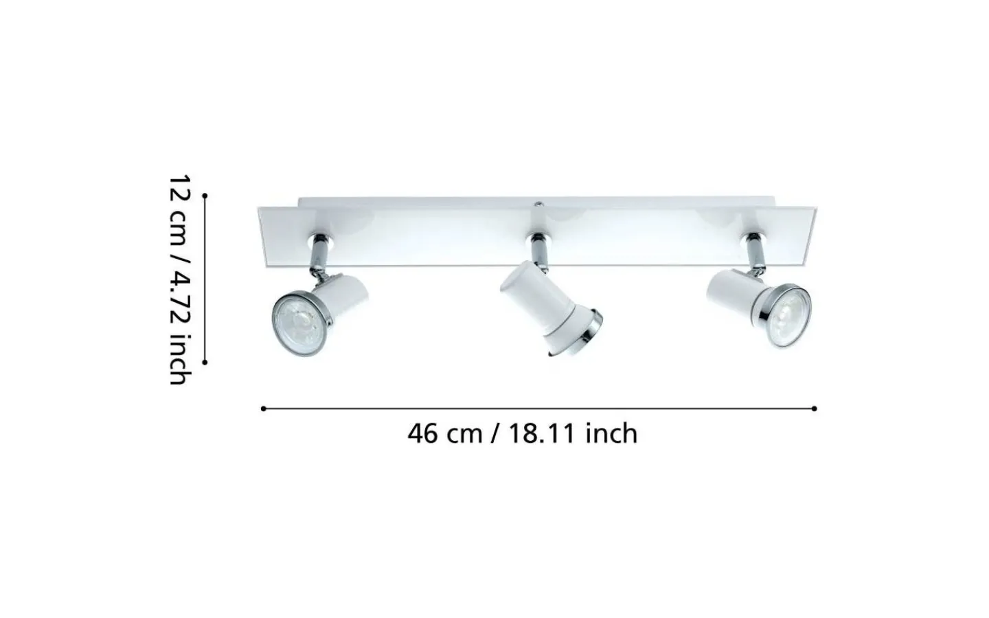 Eglo Tamara Takspotlight 46cm GU10 LED 3000K 3x3W Vit IP44* Badrumslampor Tak|Avlånga Takspotlights