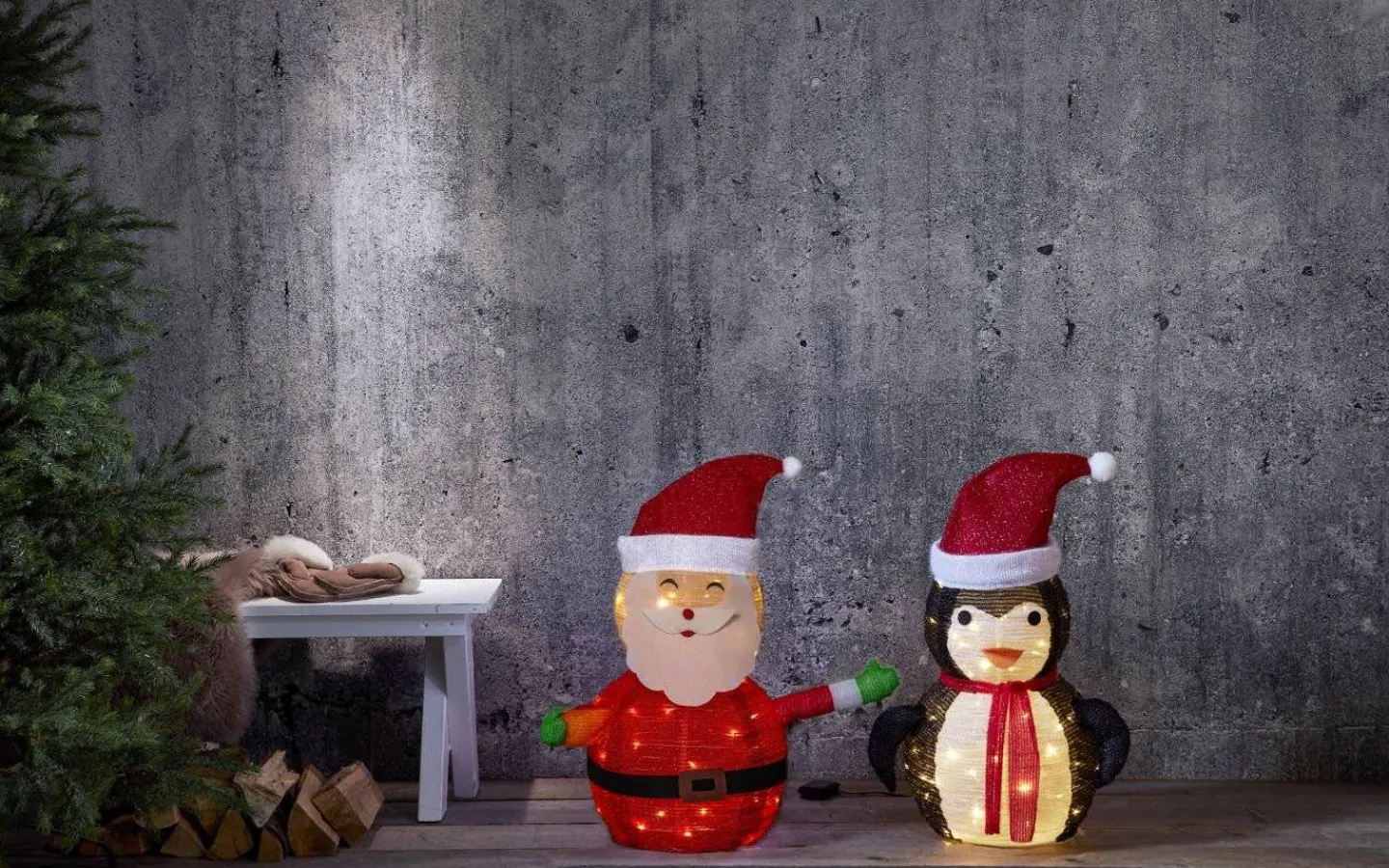 Batteri Julpynt Utomhus<Star Trading Tecidy Batteridriven Pingvin i Textil med Timer 70cm IP44