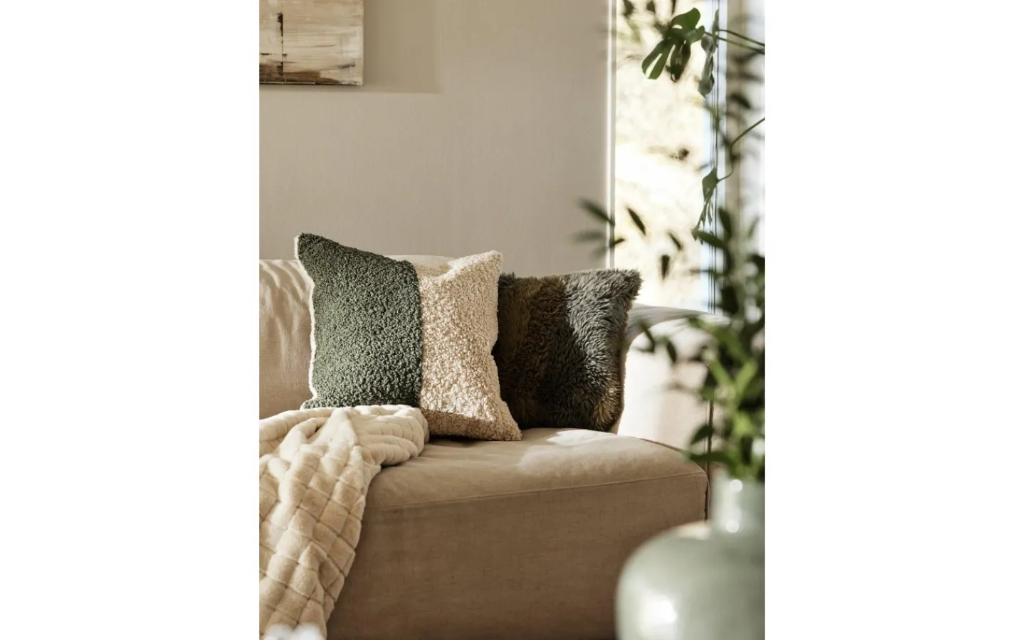 Svanefors Teddy Kudde Mossa 45x45cm* Fyllda Kuddar