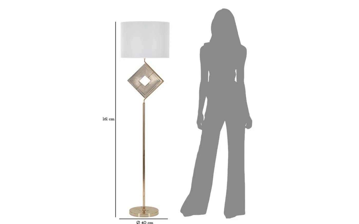 Tempo Golvlampa 161cm Vit/Guld