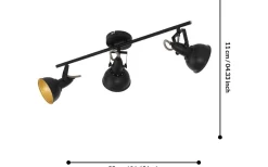 Eglo Thornton Takspotlight 61cm Svart/Guld* Avlånga Takspotlights|Takspot Med 3 Lampor