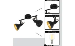 Avlånga Takspotlights|Takspot Med 2 Lampor<Eglo Thornton Takspotlight 39cm Svart/Guld