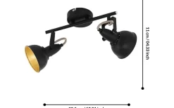 Avlånga Takspotlights|Takspot Med 2 Lampor<Eglo Thornton Takspotlight 39cm Svart/Guld