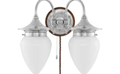 Lampetter<Karlskrona Lampfabrik Tigerstedt - Förnicklad / Brytare / Brunt fäste