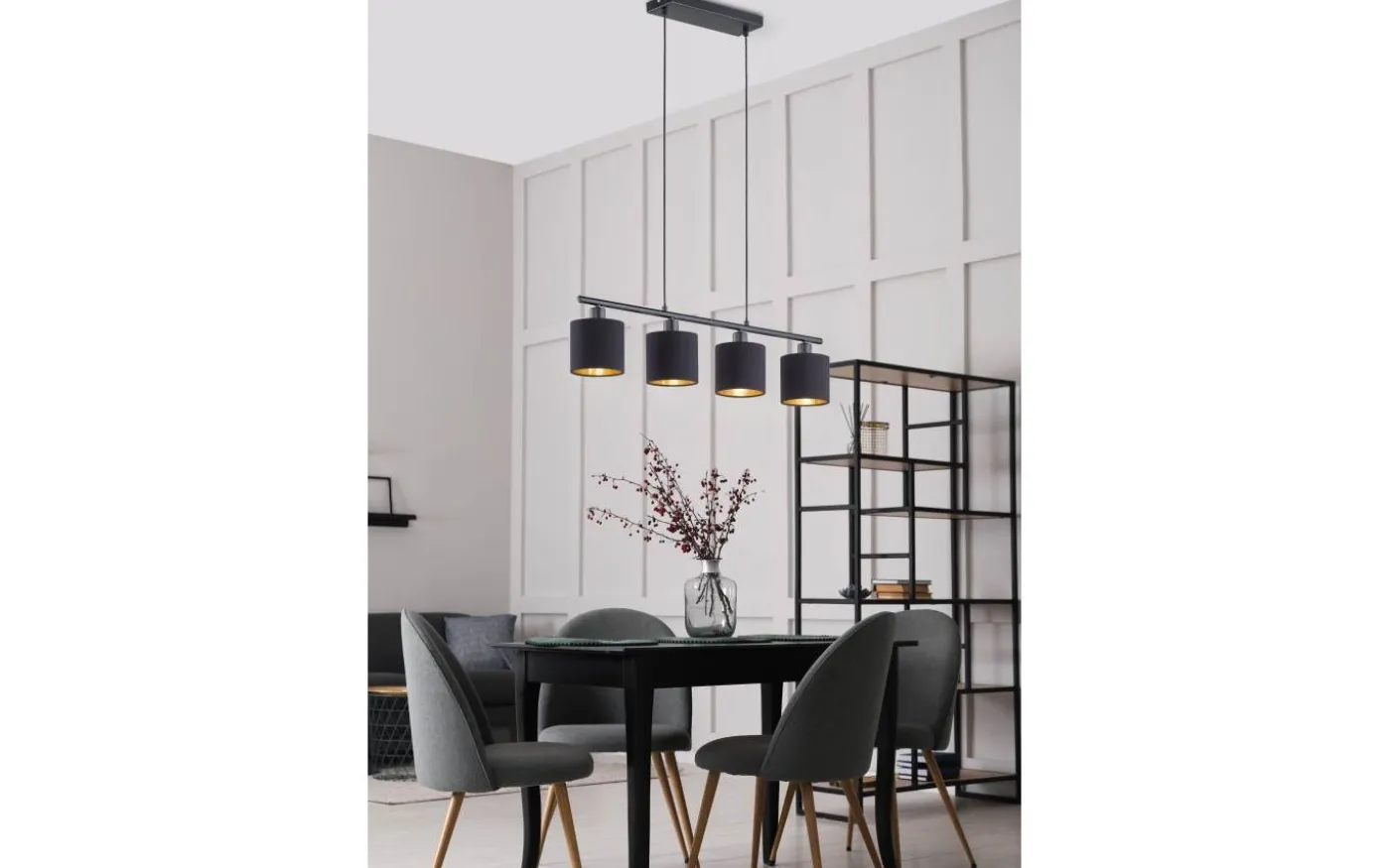 Tommy Takpendel 4xE14 matt svart/guld