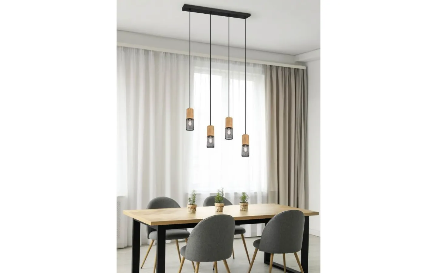 Avlånga Taklampor<Trio Lighting Tosh Takpendel 4xE27 mattsvart