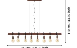 Avlånga Taklampor<Eglo Townshend 4 Taklampa 150cm 8L Antikbrun