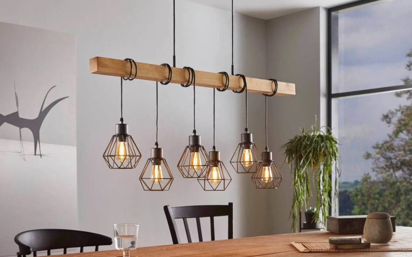 Townshend Taklampa 100cm 6L Trä/Svart