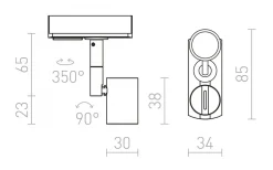 Skensystem<Rendl Trica 1-Fas Spotlight GU10 Vit