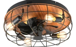 Trondheim Takfläkt 48cm 4xE27 matt svart/trä