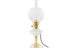 Karlskrona Lampfabrik Trossö 70 - Mässing / Elmonterad* Fotogenlampor|Bordslampor