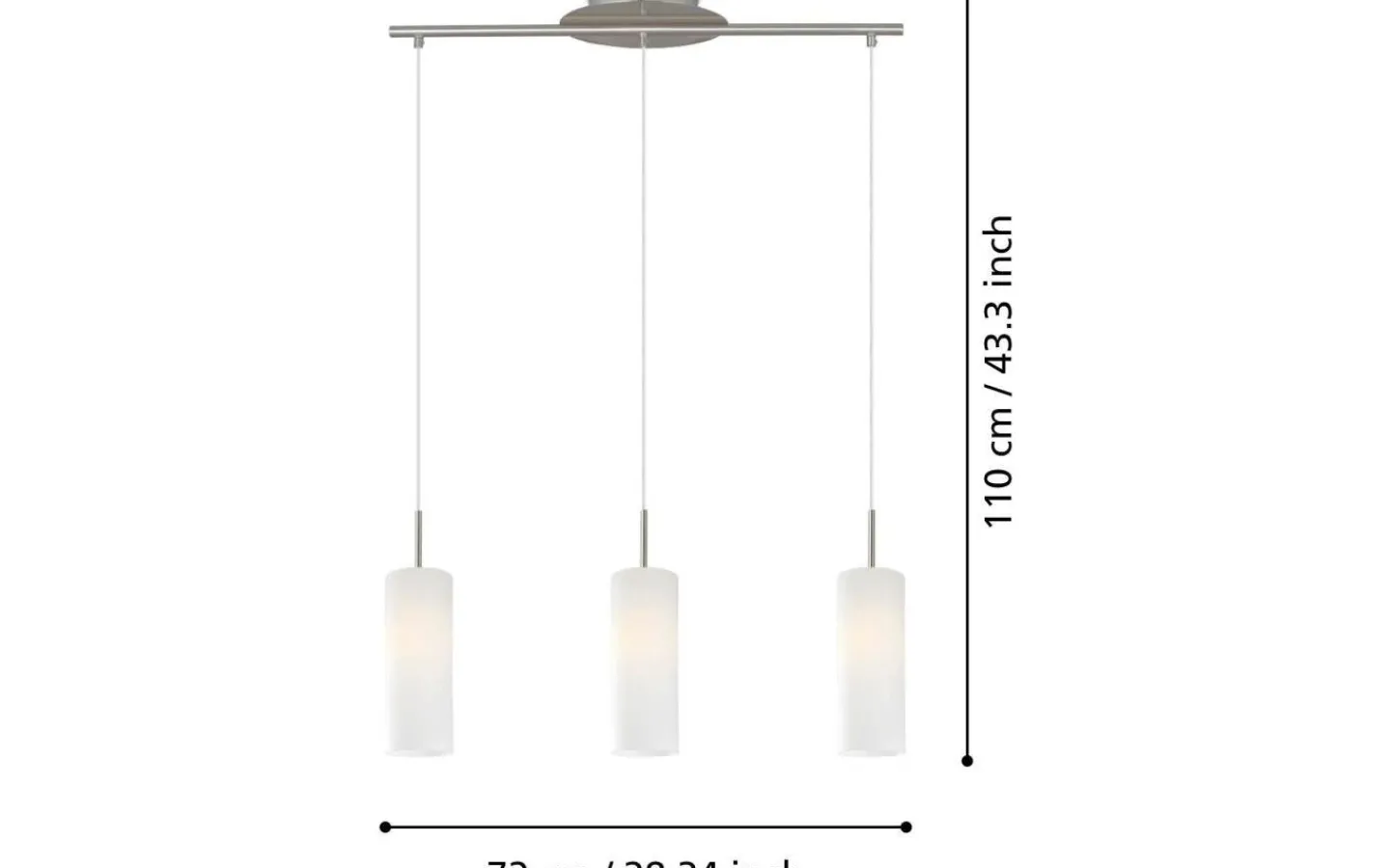 Eglo Troy 3 Taklampa 72cm Nickel/Vit* Avlånga Taklampor