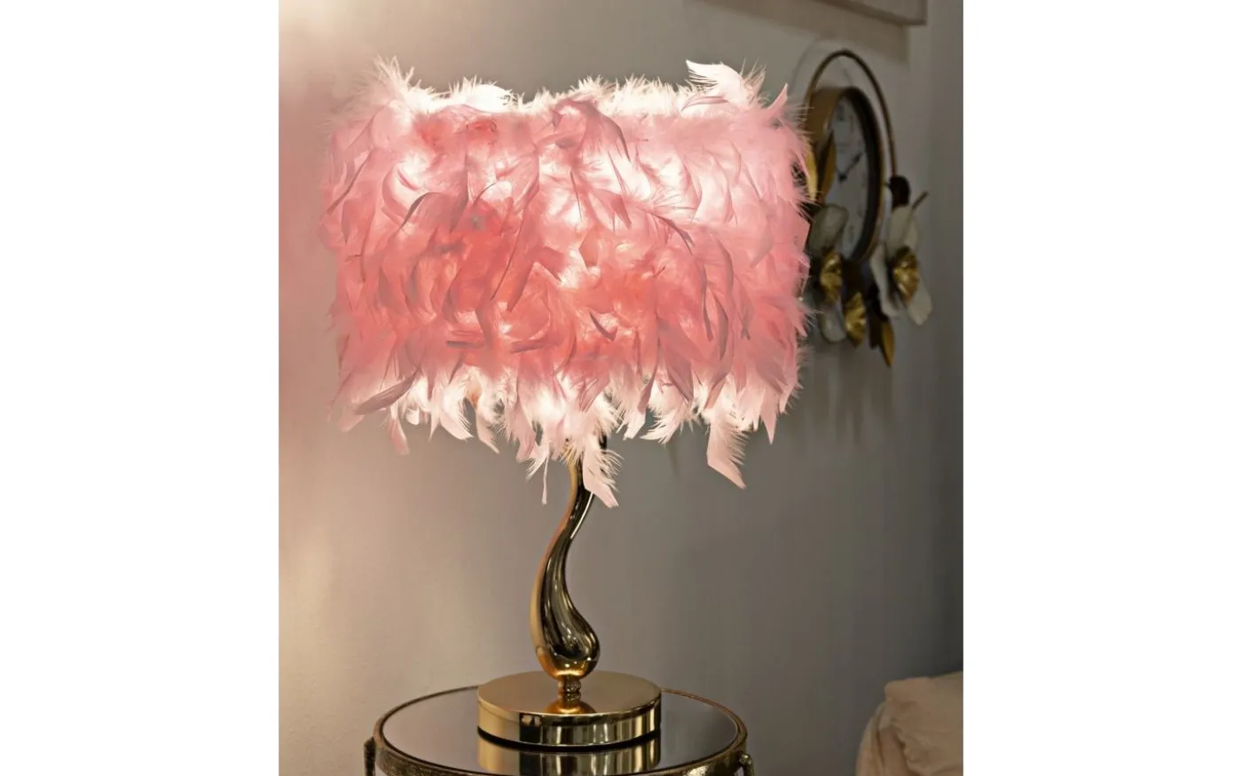 Tutto Bordslampa Fjädrar 47cm Rosa