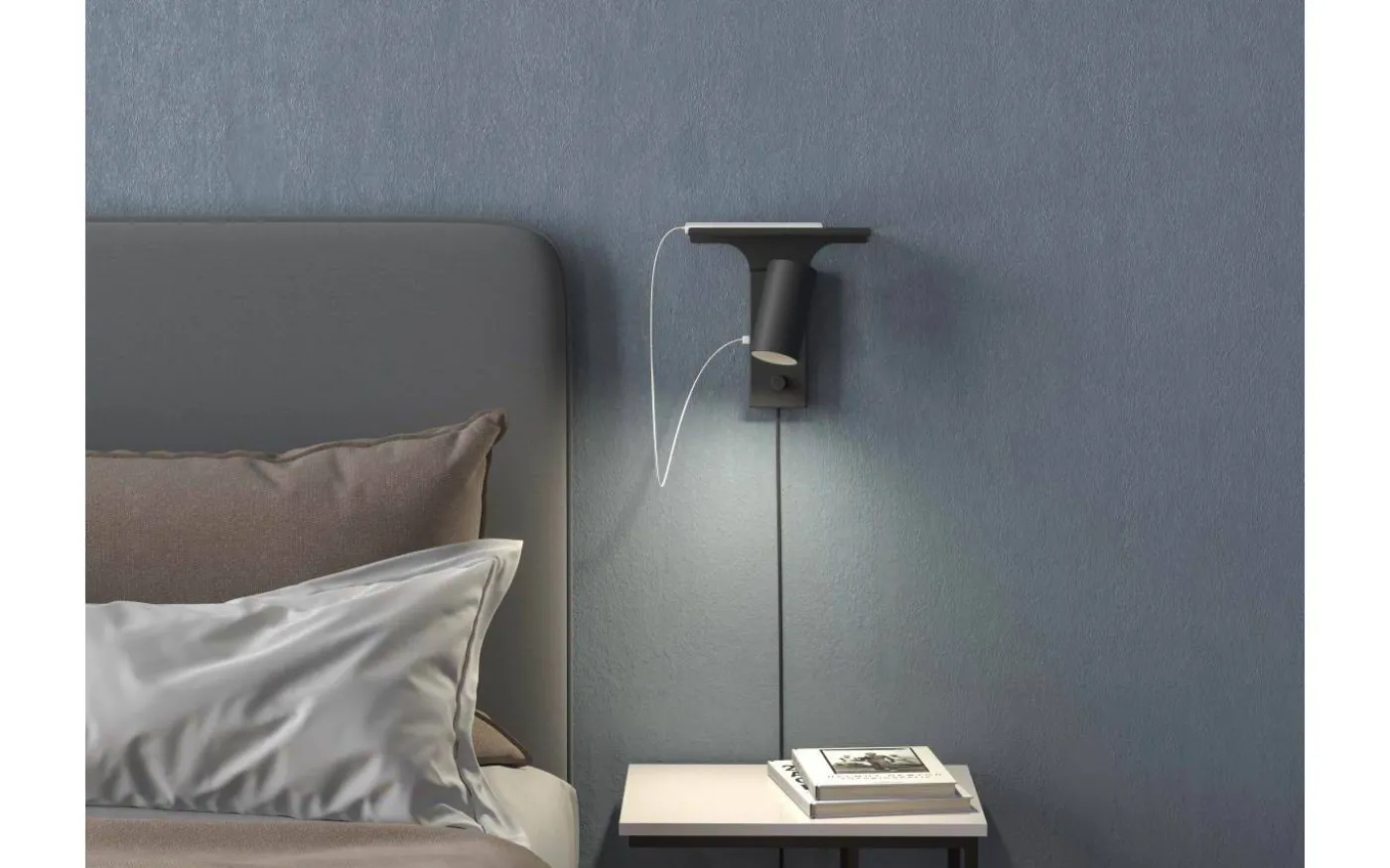 Tyson Vägglampa USB Höger Svart