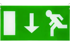 Nödbelysning<Malmbergs Underhängande piktogram med pil ner