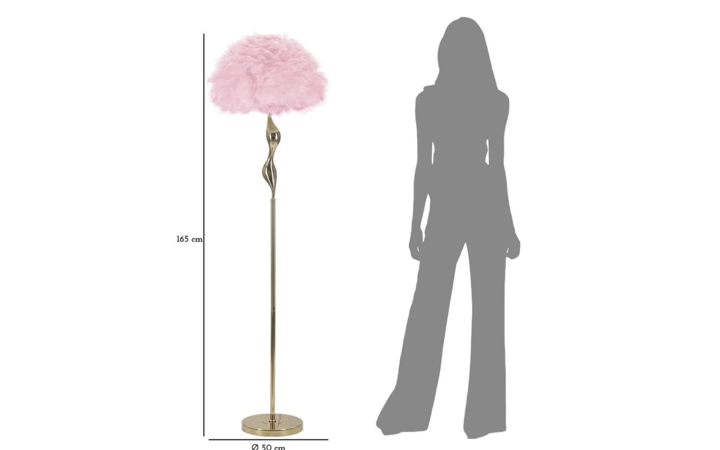 Golvlampor<Mauro Ferretti Unica Golvlampa 165cm Rosa/Guld