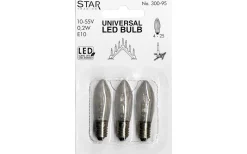 Star Trading Universal LED E10 10-55V 5lm 2100K 3-Pack* E10 Led Jullampor|E10 Led Jullampor