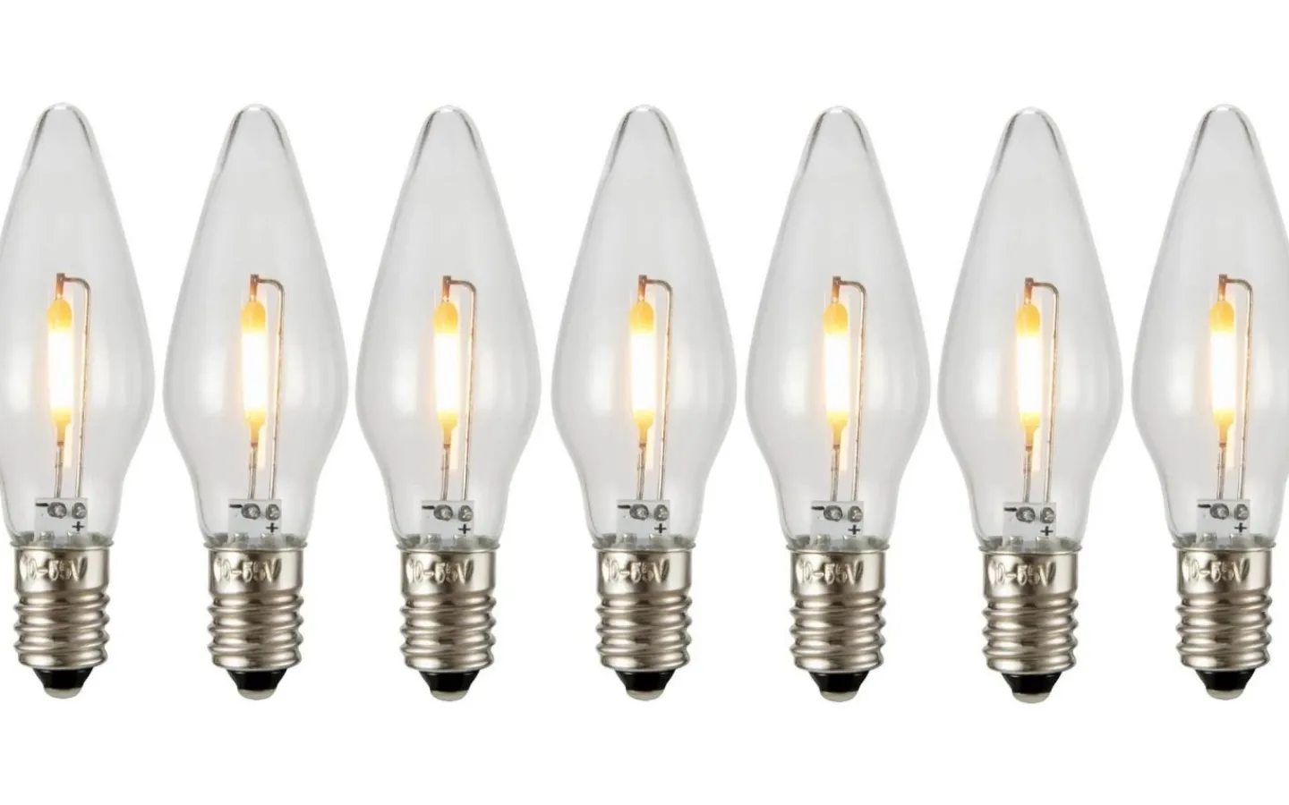 E10 Led Jullampor|E10 Led Jullampor<Markslojd Universal LED Filament E10 10-55V 0,5W 7-pack