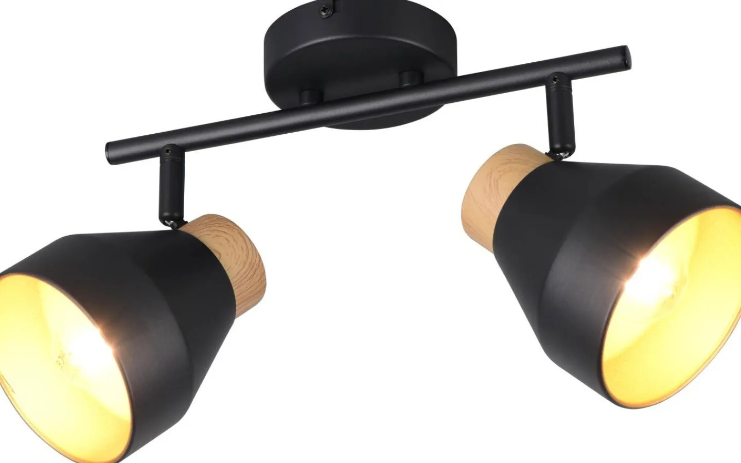 Takspot Med 2 Lampor<Reality Valentin Spotlight 2-delad E14 matt svart/guld/trä