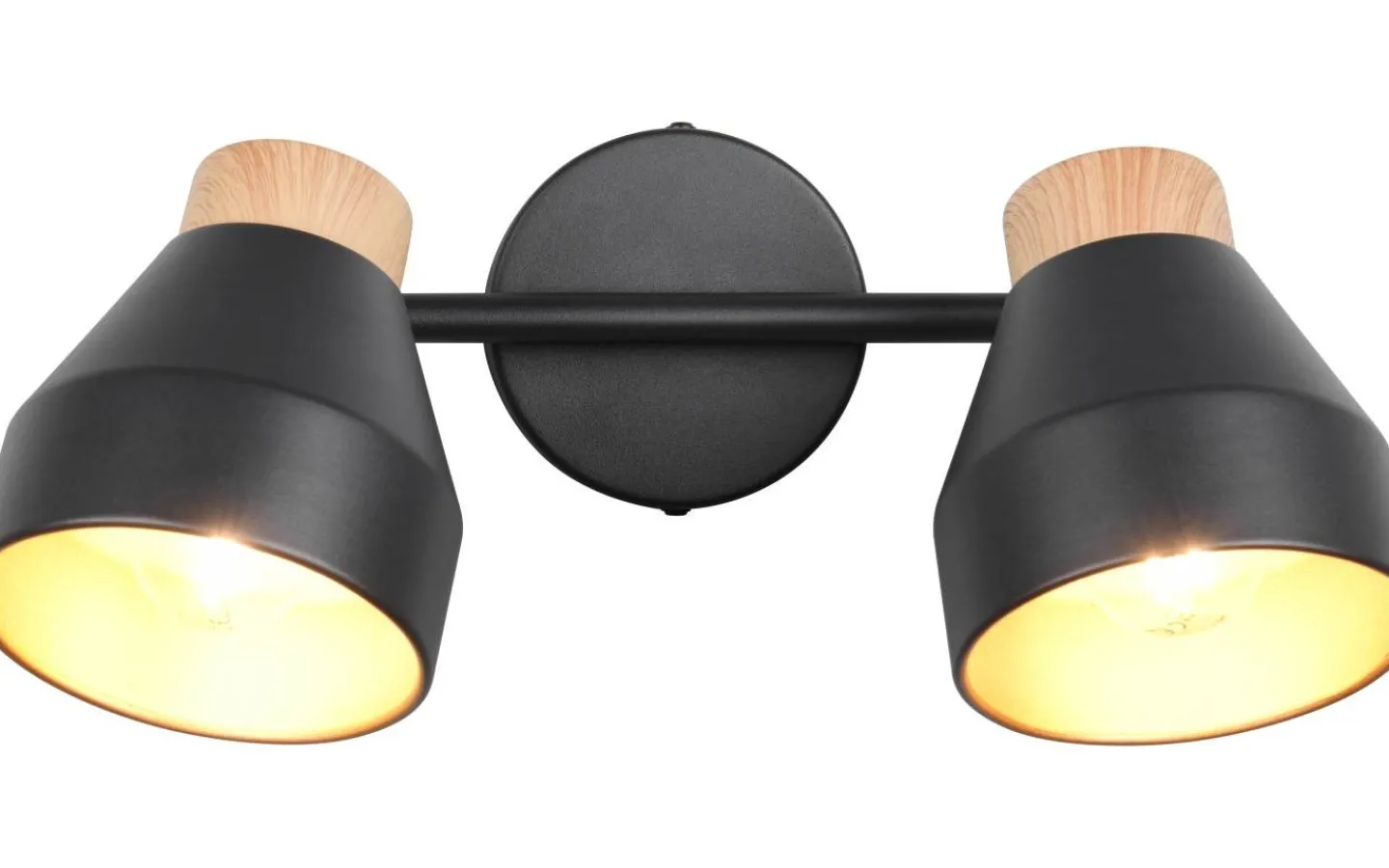 Takspot Med 2 Lampor<Reality Valentin Spotlight 2-delad E14 matt svart/guld/trä