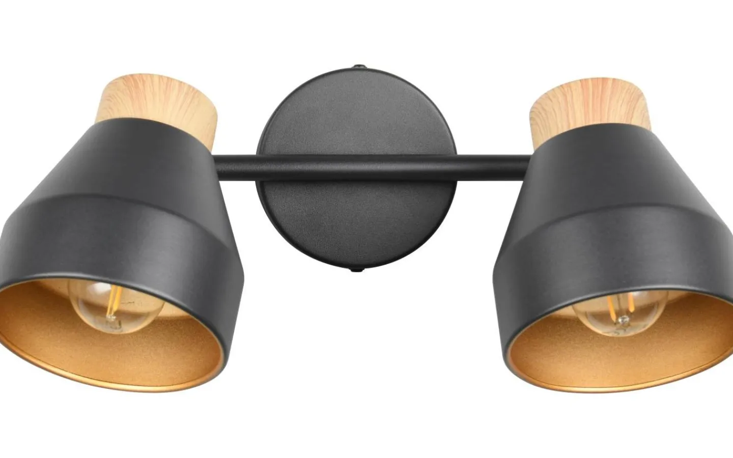 Takspot Med 2 Lampor<Reality Valentin Spotlight 2-delad E14 matt svart/guld/trä