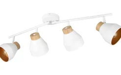 Avlånga Takspotlights|Takspot Med Minst 4 Lampor<Reality Valentin Spotlight 4-delad E14 matt vit/guld/trä