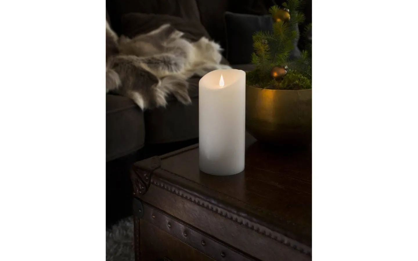 Konstsmide Vax Batteridrivet Blockljus 20cm Vit* Blockljus Inomhus|Blockljus Inomhus