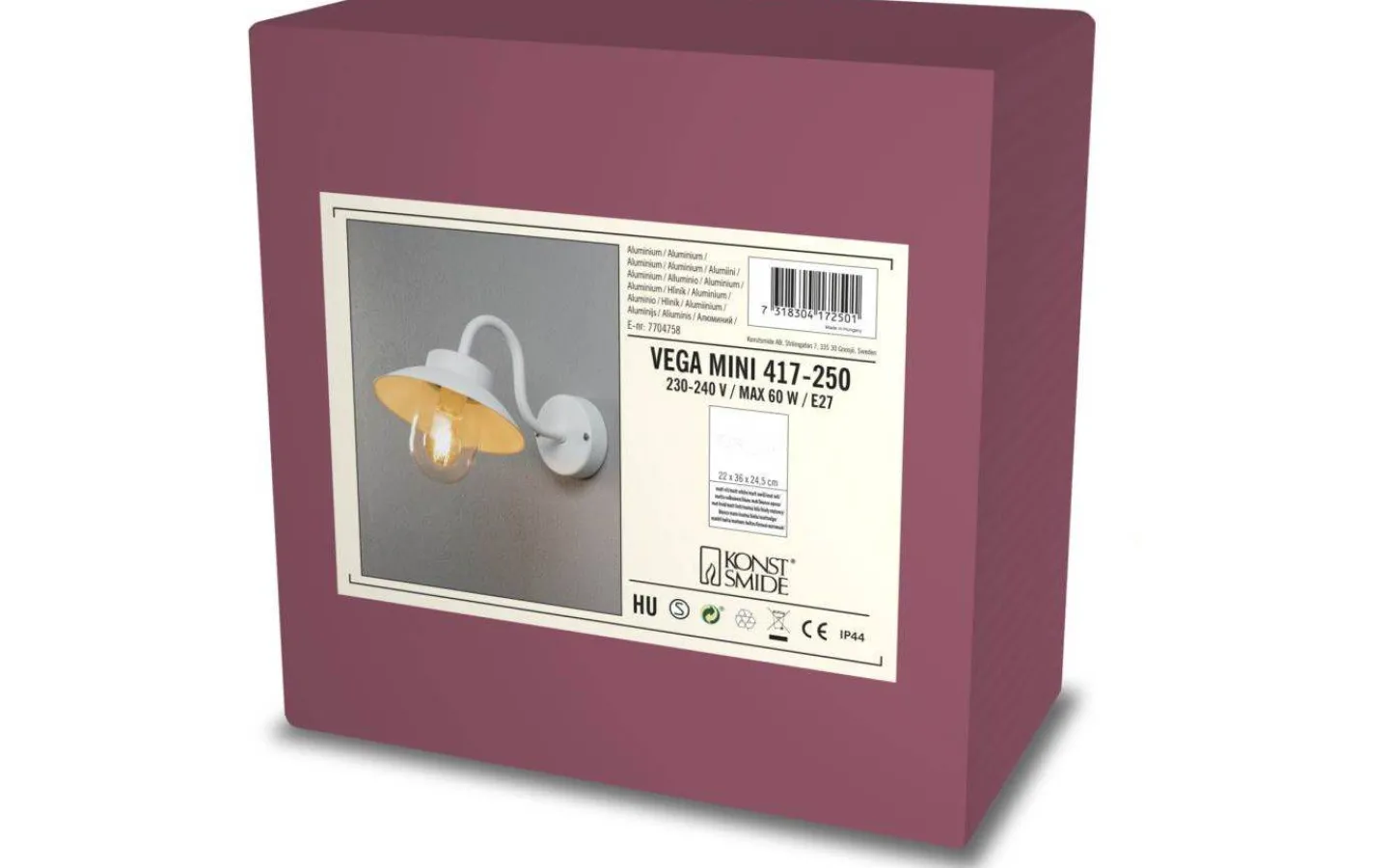 Konstsmide Vega Vägglykta Mini Vit IP44* Vägglyktor|Vägglampor Utomhus