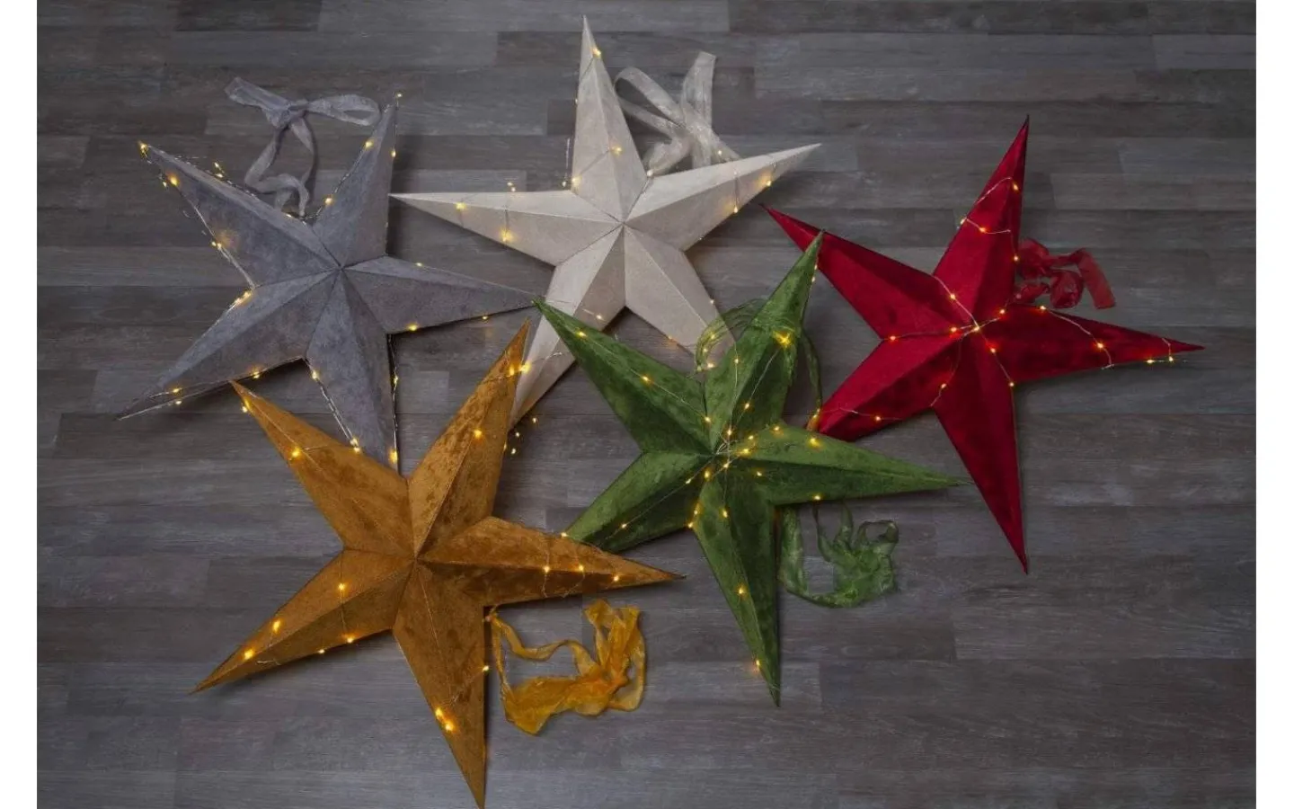 Visa Alla Julstjärnor|Julstjärnor Utan Sladd<Star Trading Velvet Batteridriven Julstjärna Sammet Med Ljusslinga, Grå