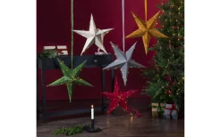 Velvet Batteridriven Julstjärna Sammet Med Ljusslinga, Guld