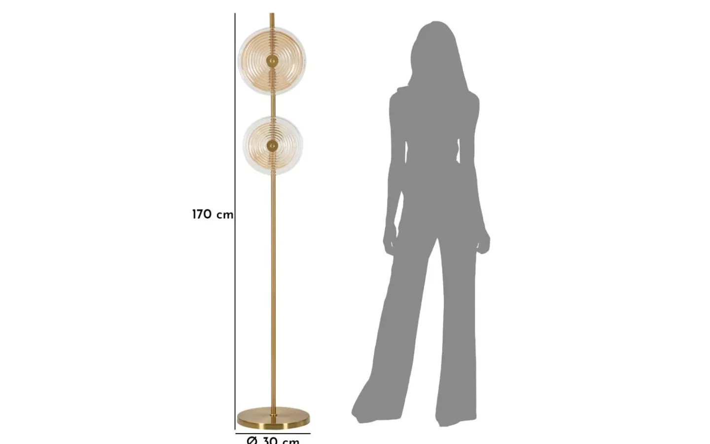 Mauro Ferretti Venedig Golvlampa Glas 168cm Guld* Golvlampor