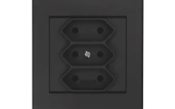 Vägguttag Optima 3-vägs Euro-uttag Svart