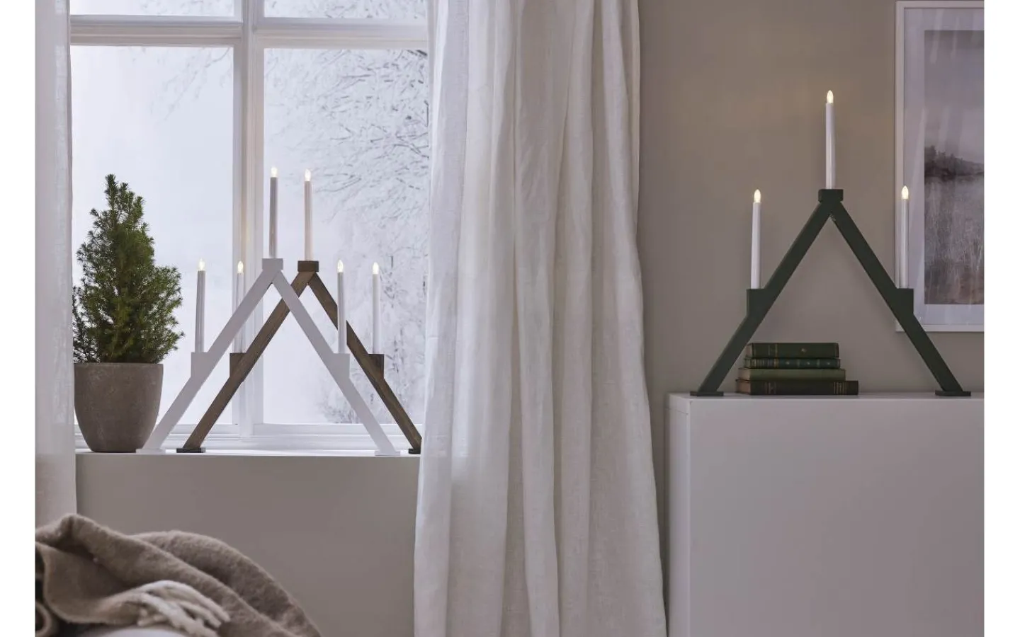 Batteridrivna Adventsljusstakar|Visa Alla Adventsljusstakar<Star Trading Vika Batteridriven Adventsljusstake 64cm LED Grön