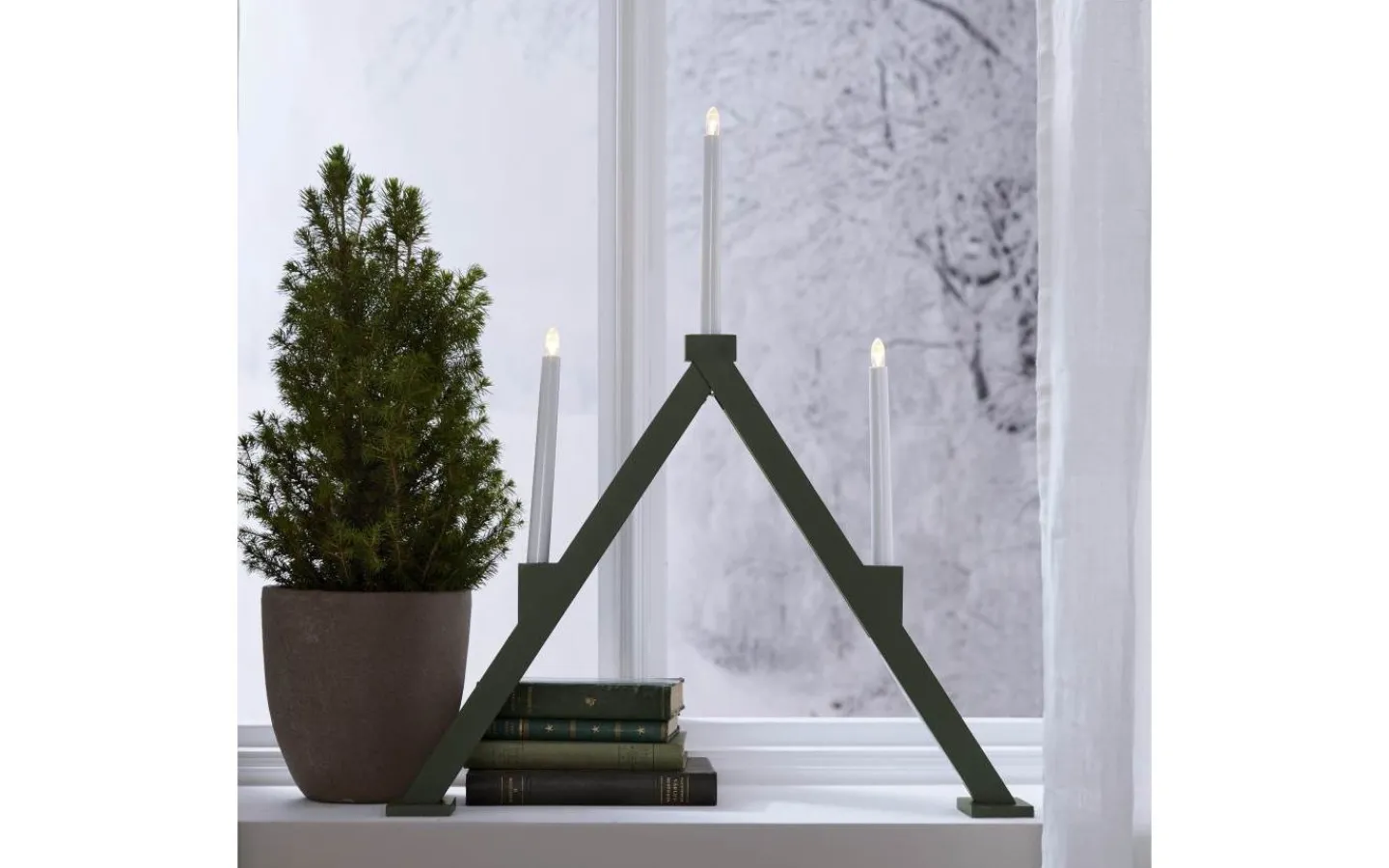 Batteridrivna Adventsljusstakar|Visa Alla Adventsljusstakar<Star Trading Vika Batteridriven Adventsljusstake 64cm LED Grön