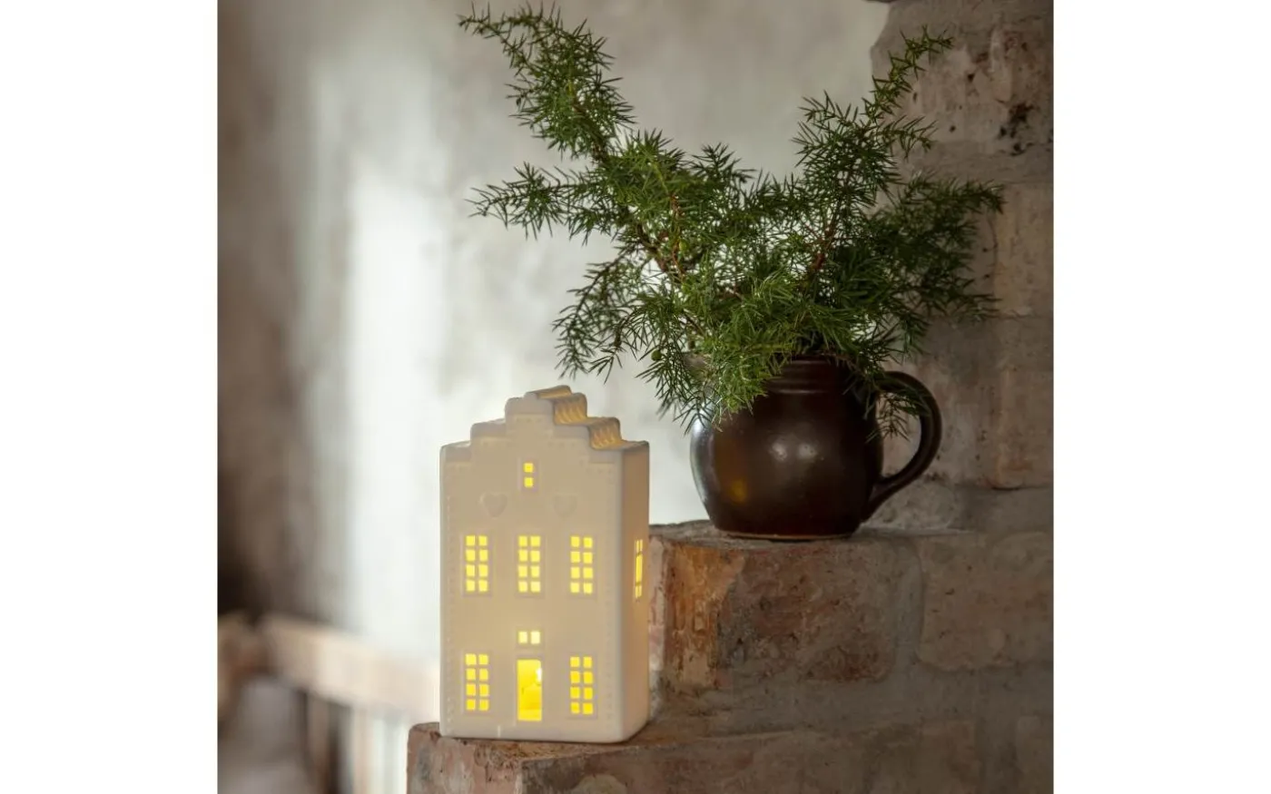 Vinter Batteridriven Bordsdekoration 16cm Vit