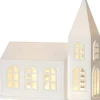 Star Trading Vinter Batteridriven Juldekoration Kyrka 20,5cm Vit* Batteri Julpynt Inomhus