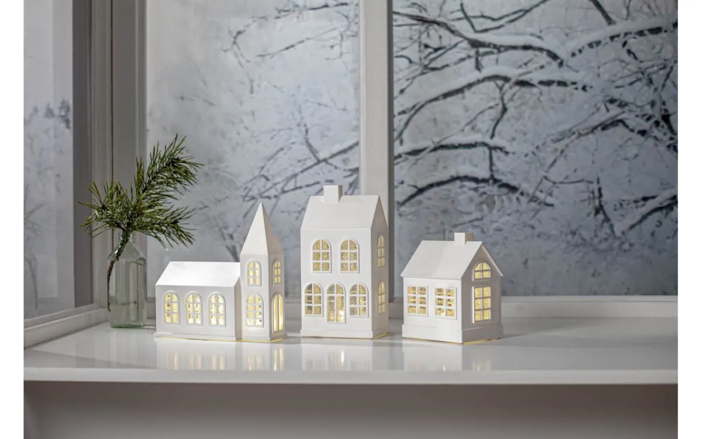 Batteri Julpynt Inomhus|Inomhusdekorationer Batteri<Star Trading Vinter Inomhusdekoration 22cm Vit