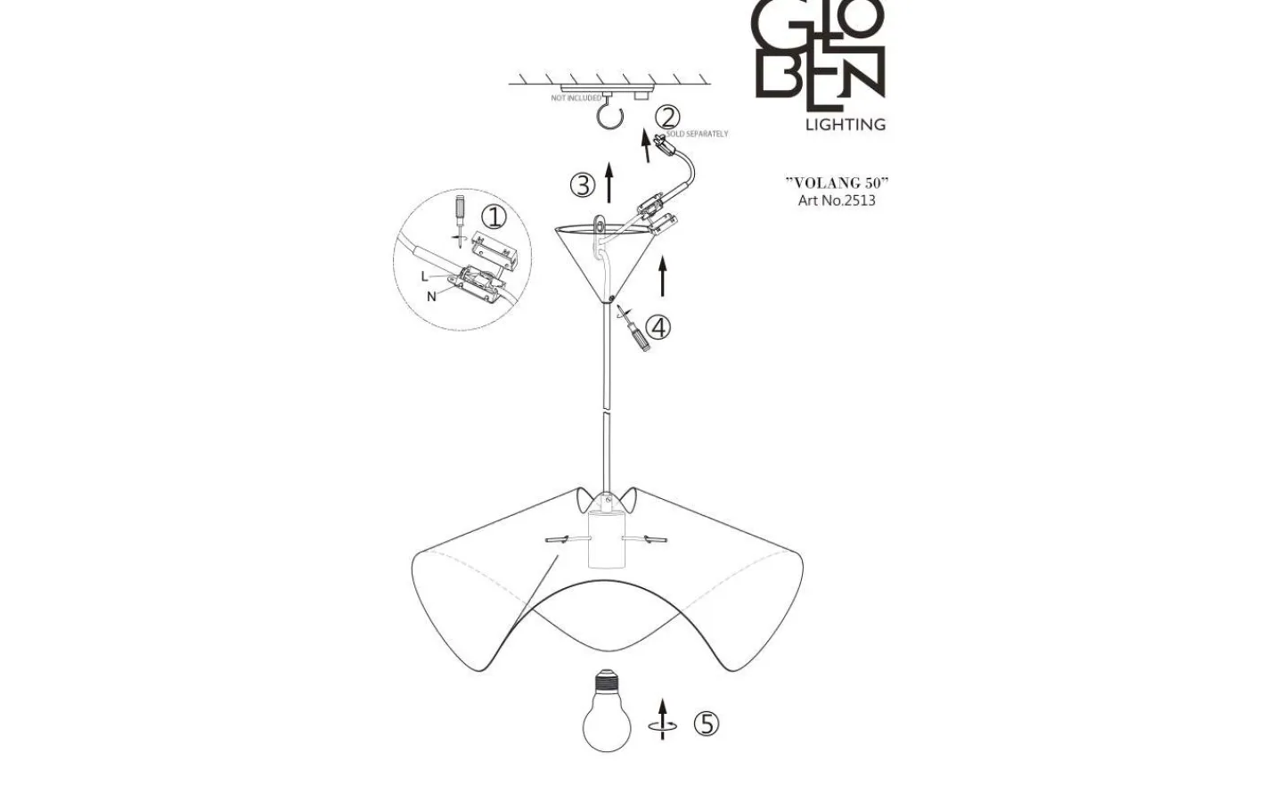 Stora Taklampor Ø50-69 Cm<Globen Lighting Volang Taklampa 50cm Svart