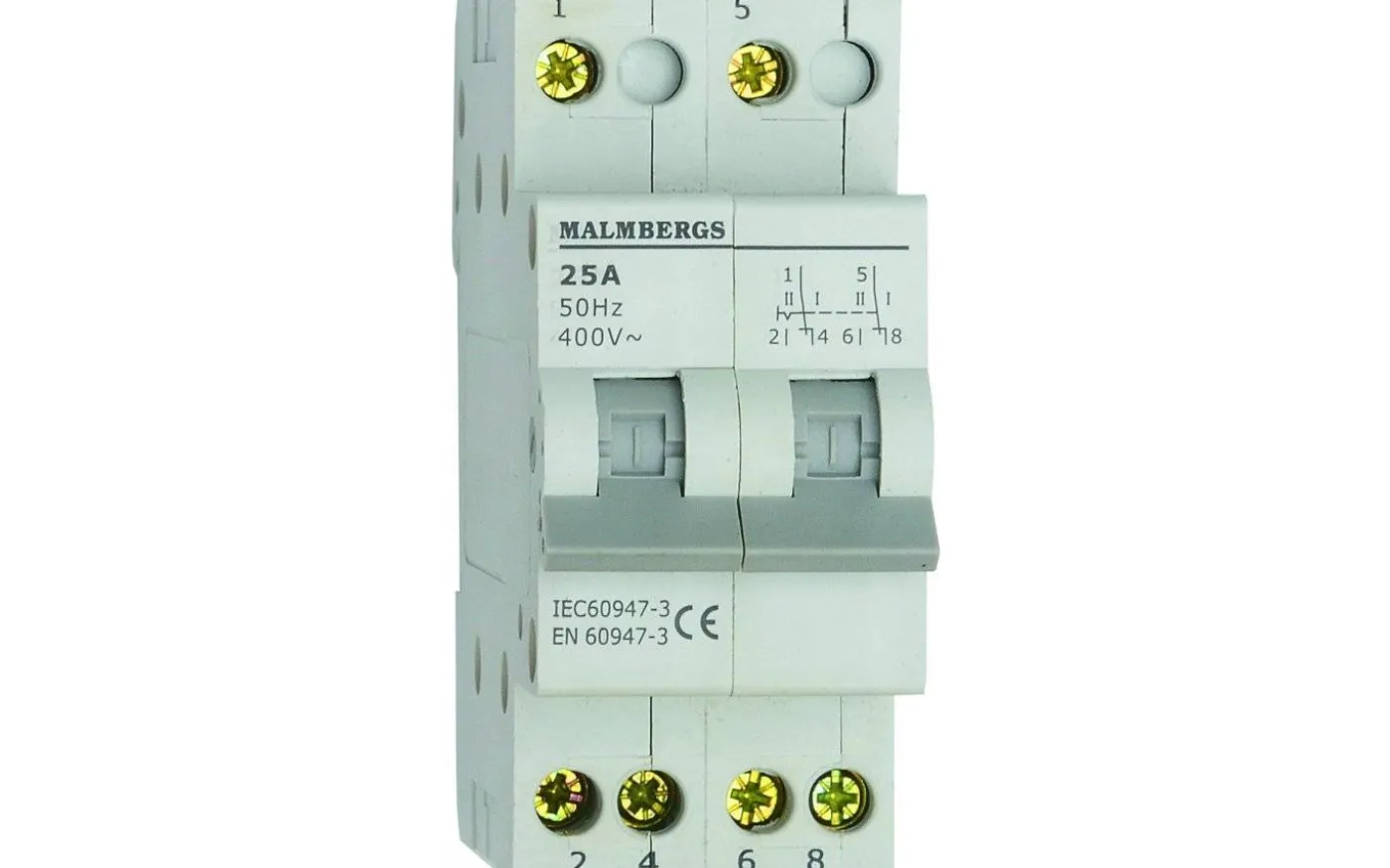 Växlingsomkopplare, 2 Pol, 25A, I-0-II