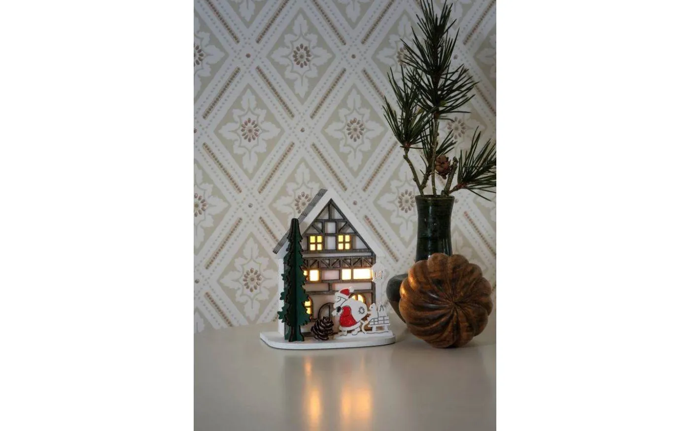 Winterland Batteridriven Siluett Hus Vit