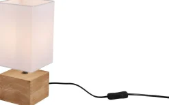 Bordslampor<Reality Woody Bordslampa 12cm fyrkantig E14 trä/vit