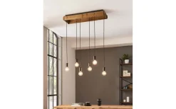 Eglo Wootton Taklampa 81cm 6L Svart/Trä* Avlånga Taklampor