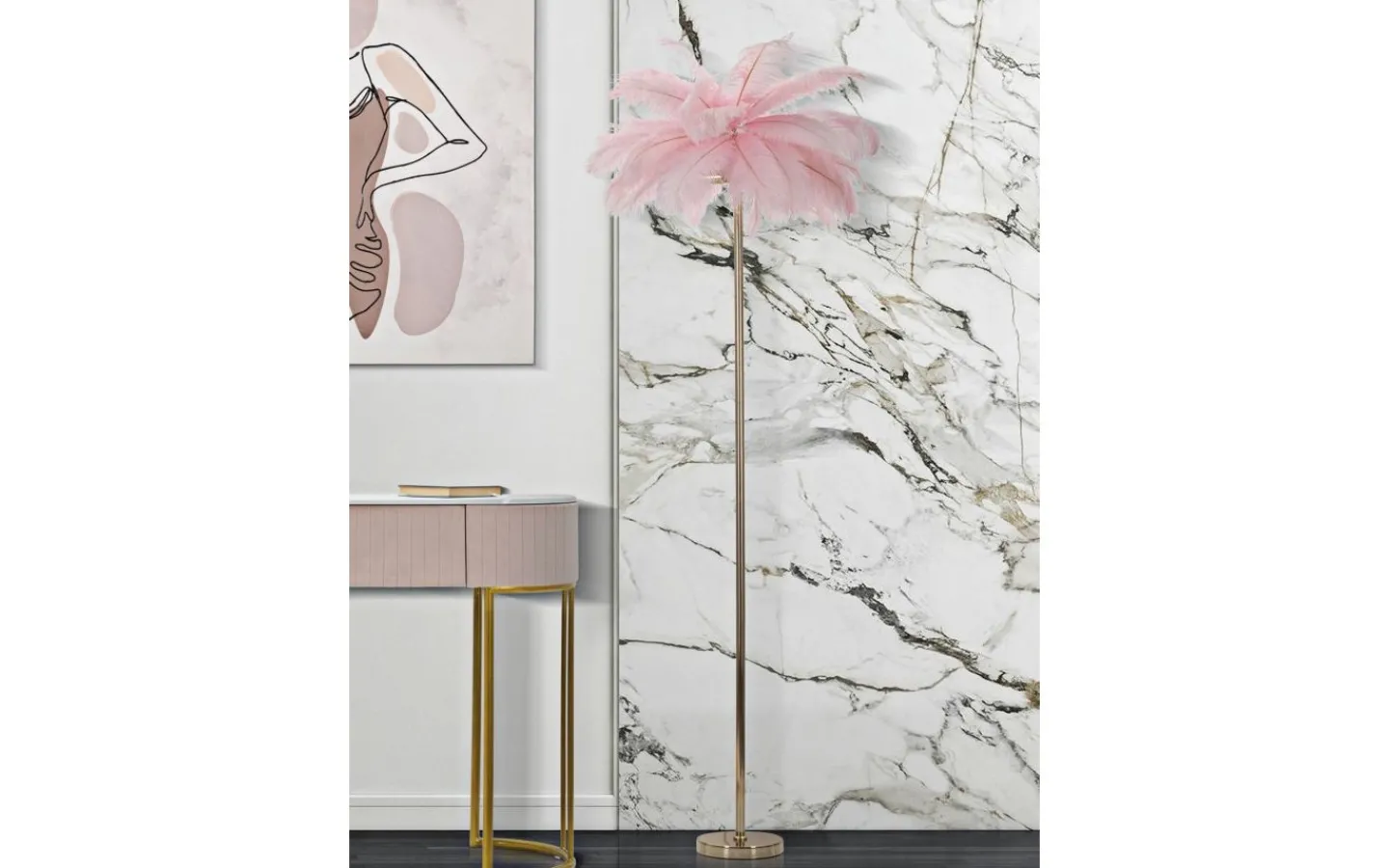 Mauro Ferretti Yoga Golvlampa Palm 160cm Rosa/Guld* Golvlampor