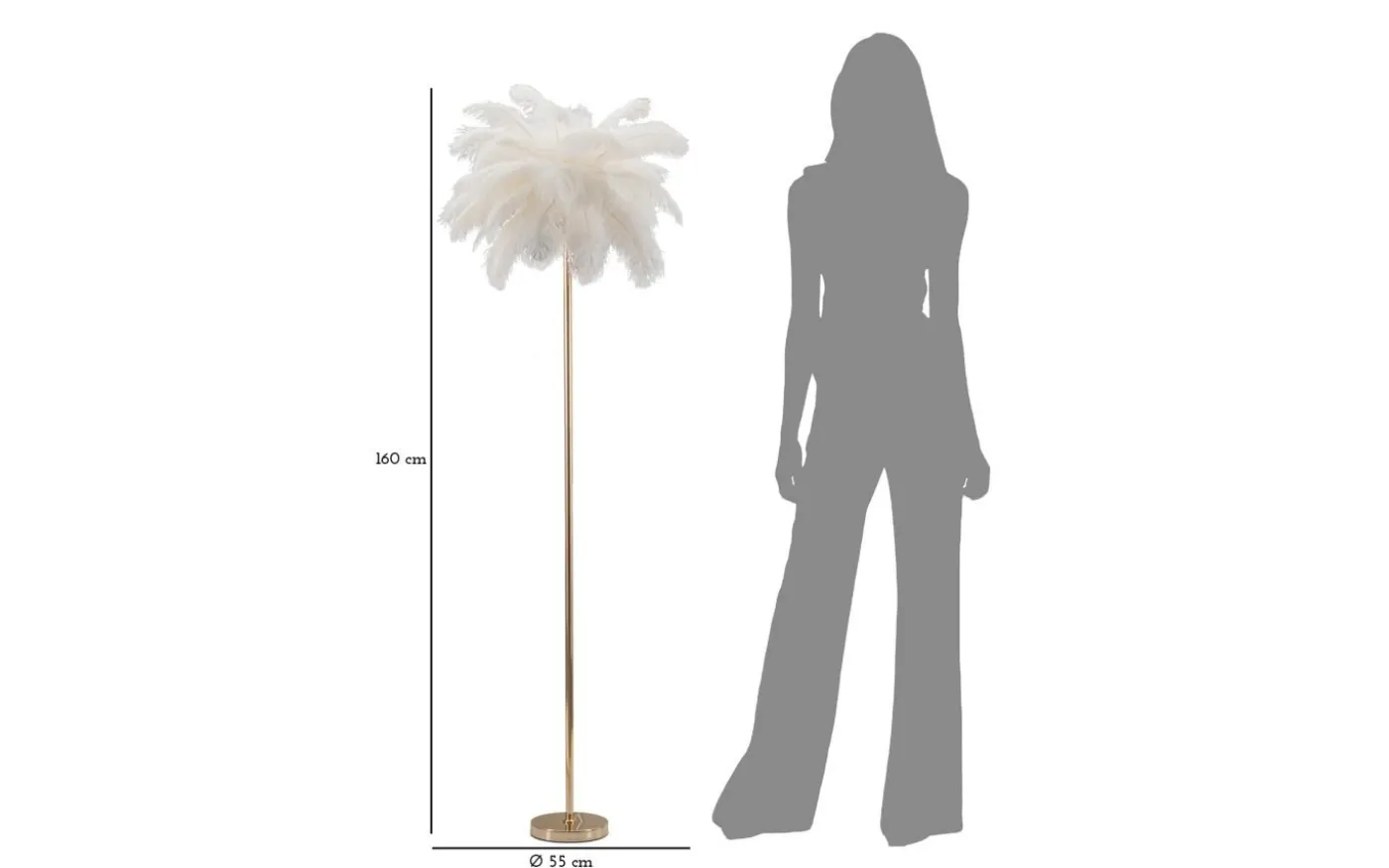 Yoga Golvlampa Palm 160cm Vit/Guld