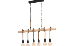 Avlånga Taklampor<Eglo Youngstown Taklampa 100cm 6L Trä/Svart/Hampa