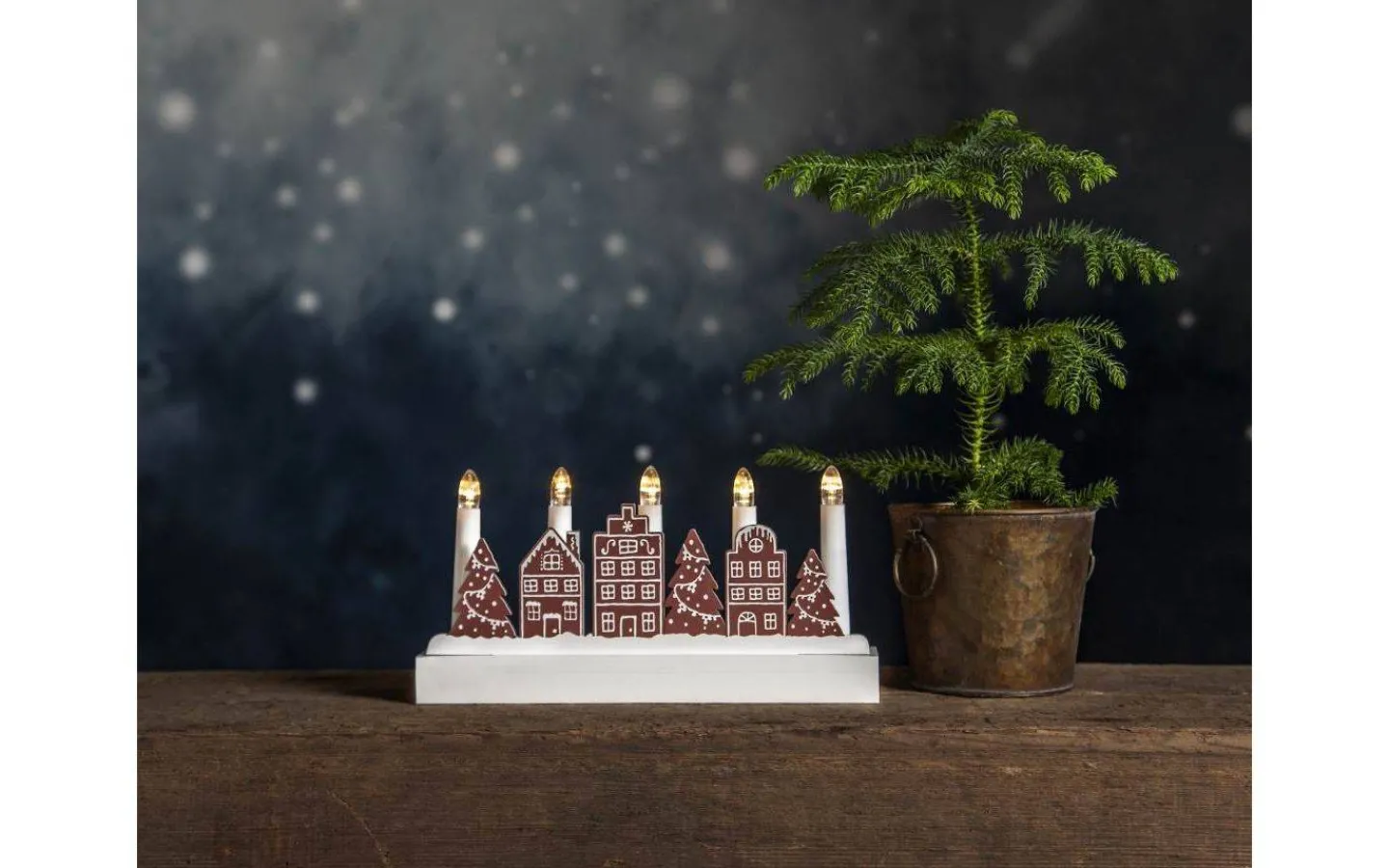 Batteridrivna Adventsljusstakar|Visa Alla Adventsljusstakar<Star Trading Yuletide Batteridriven Adventsljusstake 14,5cm Brun